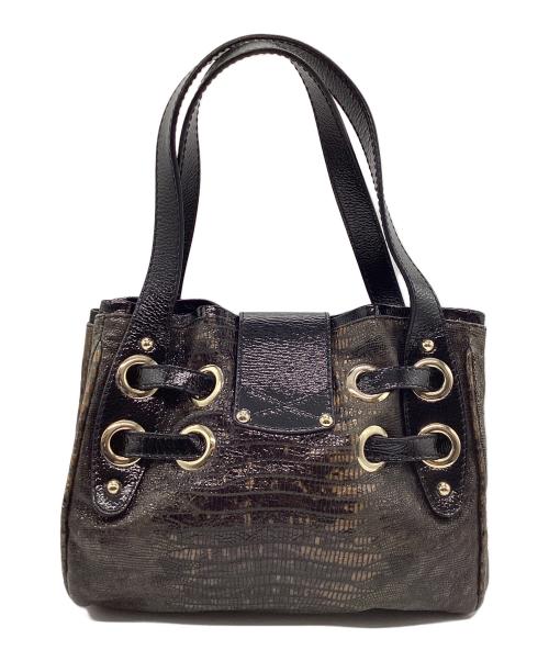 JIMMY CHOO（ジミーチュウ）JIMMY CHOO (ジミーチュウ) トートバッグ ブラック×ブラウンの古着・服飾アイテム