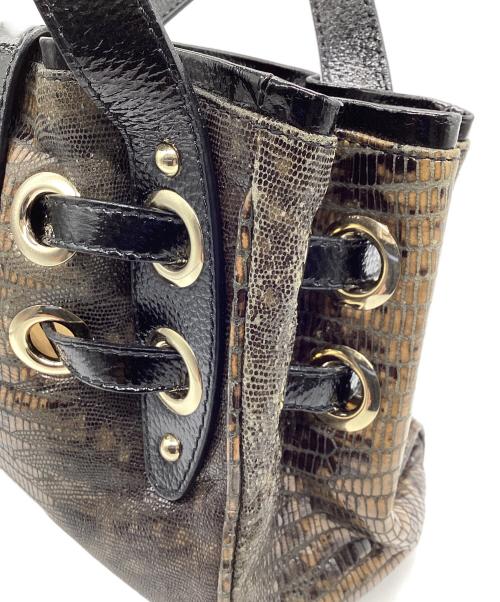 JIMMY CHOO（ジミーチュウ）JIMMY CHOO (ジミーチュウ) トートバッグ ブラック×ブラウンの古着・服飾アイテム