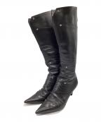 JIL SANDERジルサンダー）の古着「ポインテッドトゥレザーロングブーツ」｜ブラック