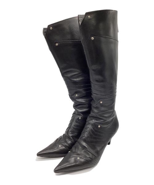 JIL SANDER（ジルサンダー）JIL SANDER (ジルサンダー) ポインテッドトゥレザーロングブーツ ブラック サイズ:36の古着・服飾アイテム
