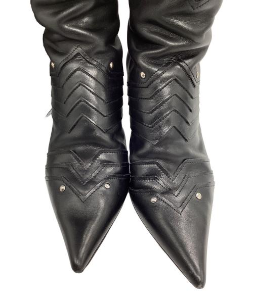 JIL SANDER（ジルサンダー）JIL SANDER (ジルサンダー) ポインテッドトゥレザーロングブーツ ブラック サイズ:36の古着・服飾アイテム