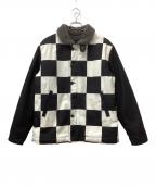KOJIMA GENESコジマジーンズ）の古着「チェッカーフラッグデッキジャケット」｜ブラック×ホワイト