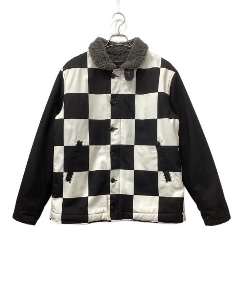 KOJIMA GENES（コジマジーンズ）KOJIMA GENES (コジマジーンズ) チェッカーフラッグデッキジャケット ブラック×ホワイト サイズ:XXLの古着・服飾アイテム