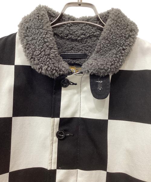 KOJIMA GENES（コジマジーンズ）KOJIMA GENES (コジマジーンズ) チェッカーフラッグデッキジャケット ブラック×ホワイト サイズ:XXLの古着・服飾アイテム