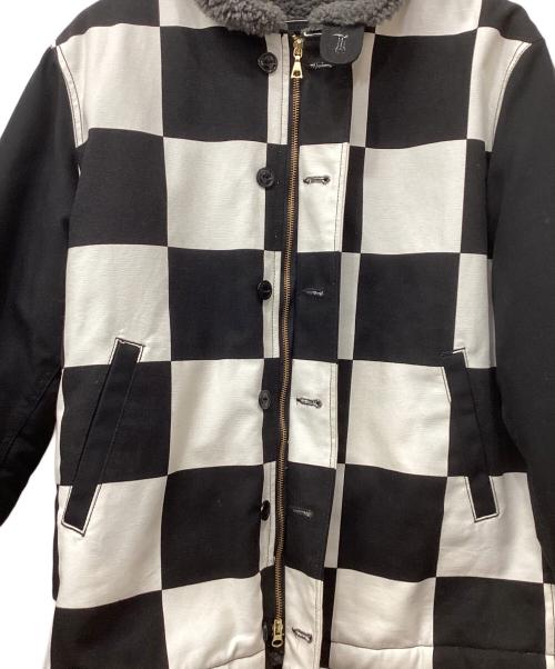 KOJIMA GENES（コジマジーンズ）KOJIMA GENES (コジマジーンズ) チェッカーフラッグデッキジャケット ブラック×ホワイト サイズ:XXLの古着・服飾アイテム