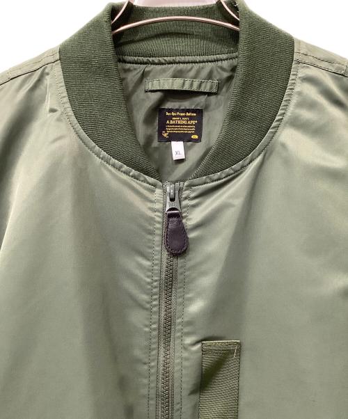A BATHING APE（アベイシングエイプ）A BATHING APE (ア ベイシング エイプ) MA-1ジャケット カーキ サイズ:XLの古着・服飾アイテム