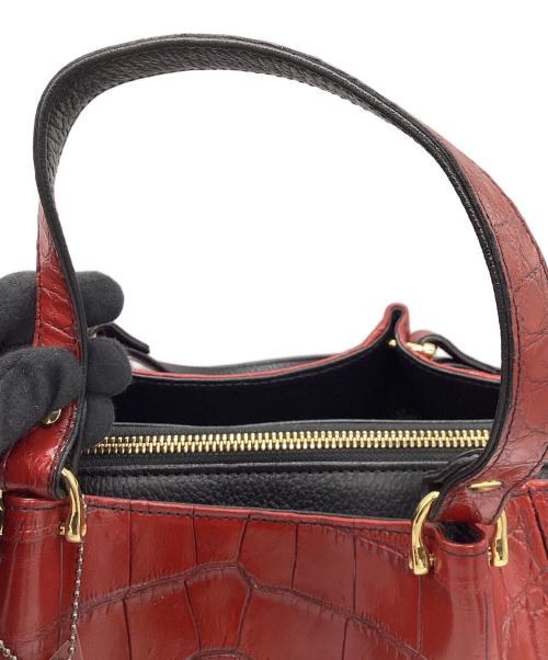 不明（フメイ）不明 (フメイ) ハンドバッグ クロコダイル レッドの古着・服飾アイテム