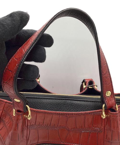 不明（フメイ）不明 (フメイ) ハンドバッグ クロコダイル レッドの古着・服飾アイテム