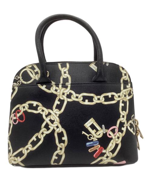FURLA（フルラ）FURLA (フルラ) ハンドバッグ チェーンプリント ブラックの古着・服飾アイテム