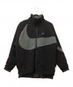 NIKEナイキ）の古着「REVERSIBLE SWOOSH FULL ZIP FLEECE JACKET」｜ブラック×グレー