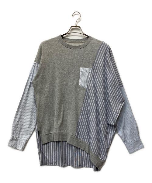 β MEN（ベータメン）β MEN (ベータメン) 長袖カットソー グレー×ブルー サイズ:Mの古着・服飾アイテム