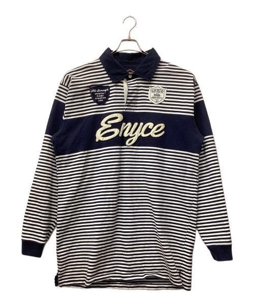 ENYCE（エニーチェ）ENYCE (エニーチェ) 長袖ポロシャツ ホワイト×ブルー サイズ:XXLの古着・服飾アイテム