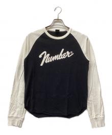 NUMBER (N)INE（ナンバーナイン）の古着「ラグランダメージカットソーTHE HIGH STREETS（ハイスト期） 」｜ブラック×ホワイト