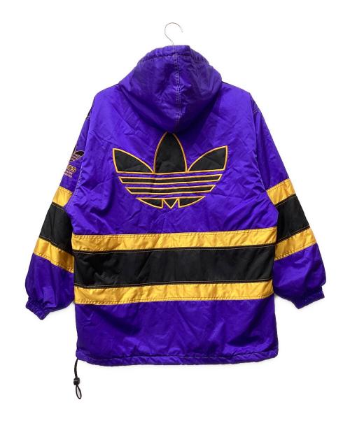 adidas（アディダス）adidas (アディダス) ハーフジップナイロンジャケット パープル サイズ:Lの古着・服飾アイテム