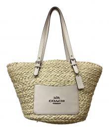 COACH（コーチ）の古着「ストローハンドバッグ」｜ベージュ