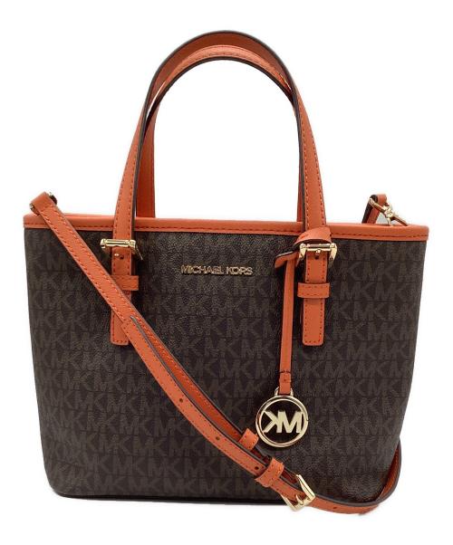 MICHAEL KORS（マイケル・コース）MICHAEL KORS (マイケル・コース) 2WAYバッグ ブラウン×オレンジの古着・服飾アイテム