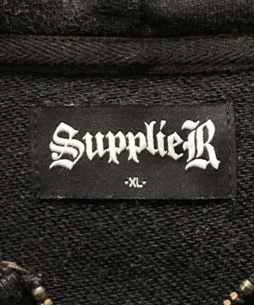 SUPPLIER（サプライヤー）SUPPLIER (サプライヤー) ジップパーカー　ダメージ加工 ブラック サイズ:XLの古着・服飾アイテム