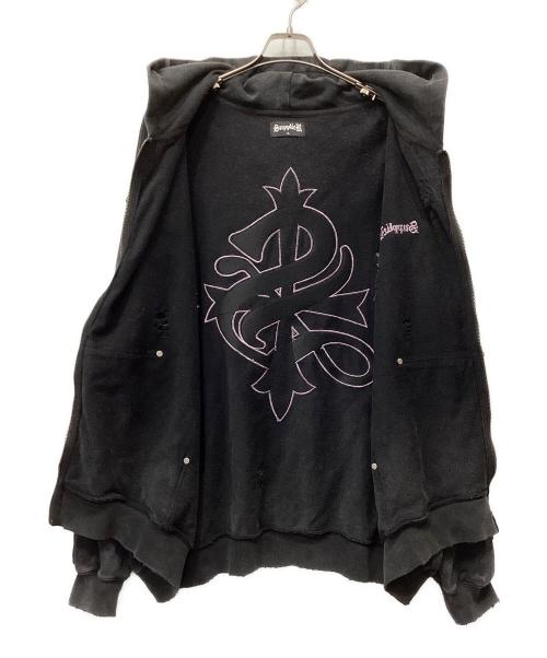 SUPPLIER（サプライヤー）SUPPLIER (サプライヤー) ジップパーカー　ダメージ加工 ブラック サイズ:XLの古着・服飾アイテム