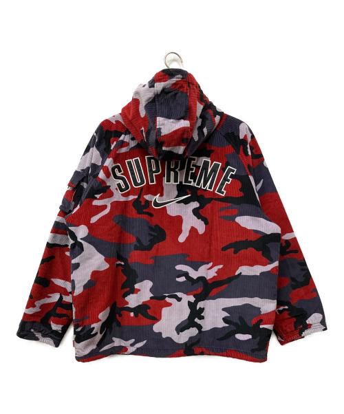 SUPREME（シュプリーム）SUPREME (シュプリーム) NIKE (ナイキ) Corduroy Hooded Jacket レッド×ネイビー サイズ:Lの古着・服飾アイテム