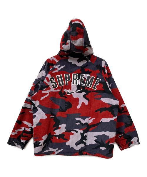 SUPREME（シュプリーム）SUPREME (シュプリーム) NIKE (ナイキ) Corduroy Hooded Jacket レッド×ネイビー サイズ:Lの古着・服飾アイテム