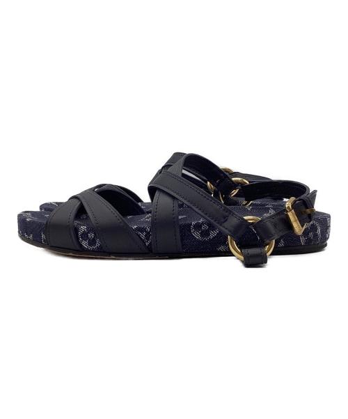LOUIS VUITTON（ルイ ヴィトン）LOUIS VUITTON (ルイ ヴィトン) オーシャン ライン フラット　モノグラム・デニム　 ネイビー サイズ:36の古着・服飾アイテム