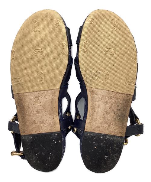 LOUIS VUITTON（ルイ ヴィトン）LOUIS VUITTON (ルイ ヴィトン) オーシャン ライン フラット　モノグラム・デニム　 ネイビー サイズ:36の古着・服飾アイテム
