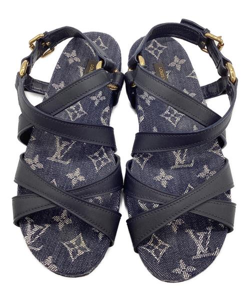 LOUIS VUITTON（ルイ ヴィトン）LOUIS VUITTON (ルイ ヴィトン) オーシャン ライン フラット　モノグラム・デニム　 ネイビー サイズ:36の古着・服飾アイテム