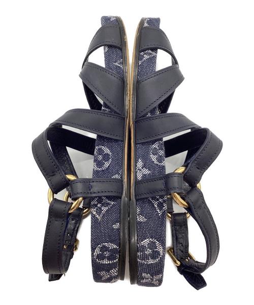 LOUIS VUITTON（ルイ ヴィトン）LOUIS VUITTON (ルイ ヴィトン) オーシャン ライン フラット　モノグラム・デニム　 ネイビー サイズ:36の古着・服飾アイテム