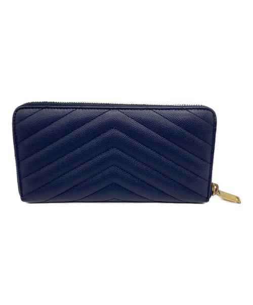 Saint Laurent Paris（サンローランパリ）Saint Laurent Paris (サンローランパリ) キルティング ジッピーウォレット ネイビーの古着・服飾アイテム