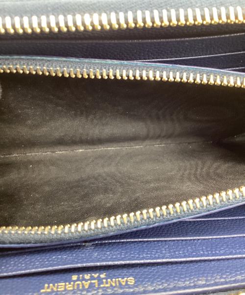 Saint Laurent Paris（サンローランパリ）Saint Laurent Paris (サンローランパリ) キルティング ジッピーウォレット ネイビーの古着・服飾アイテム