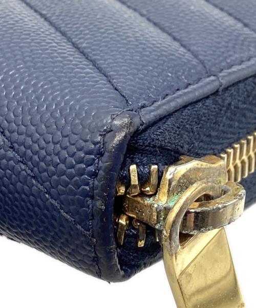 Saint Laurent Paris（サンローランパリ）Saint Laurent Paris (サンローランパリ) キルティング ジッピーウォレット ネイビーの古着・服飾アイテム