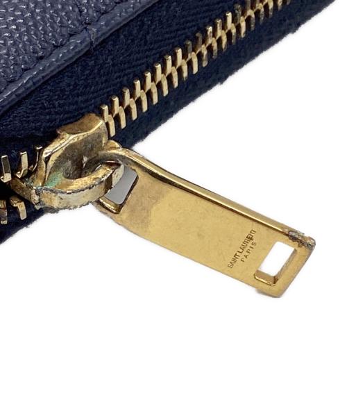 Saint Laurent Paris（サンローランパリ）Saint Laurent Paris (サンローランパリ) キルティング ジッピーウォレット ネイビーの古着・服飾アイテム