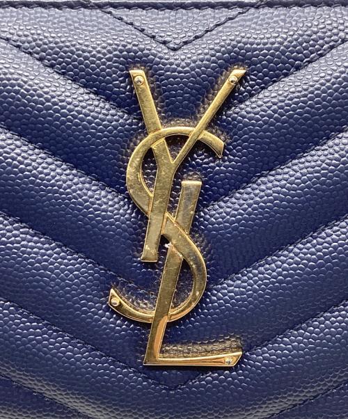Saint Laurent Paris（サンローランパリ）Saint Laurent Paris (サンローランパリ) キルティング ジッピーウォレット ネイビーの古着・服飾アイテム