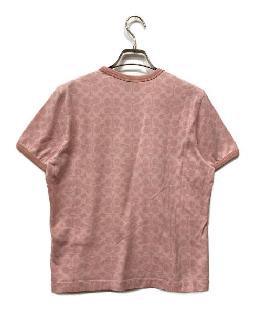 COACH（コーチ）COACH (コーチ) シグネチャー リンガー Tシャツ ピンク サイズ:Mの古着・服飾アイテム