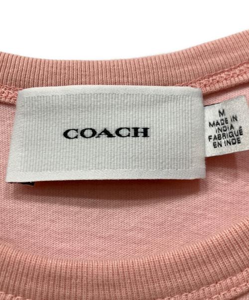 COACH（コーチ）COACH (コーチ) シグネチャー リンガー Tシャツ ピンク サイズ:Mの古着・服飾アイテム