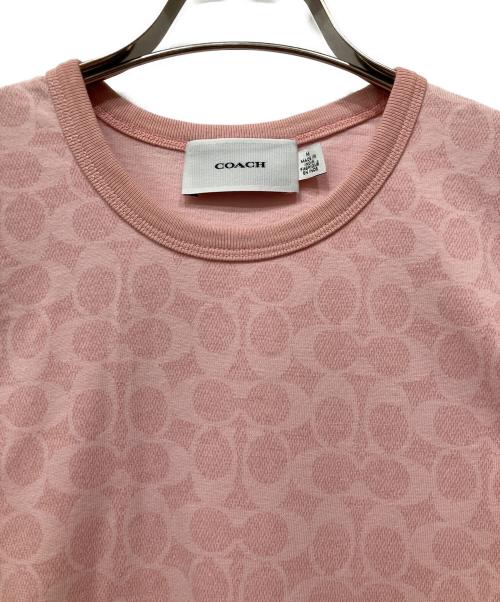 COACH（コーチ）COACH (コーチ) シグネチャー リンガー Tシャツ ピンク サイズ:Mの古着・服飾アイテム