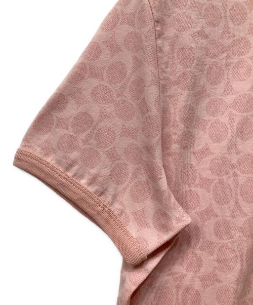 COACH（コーチ）COACH (コーチ) シグネチャー リンガー Tシャツ ピンク サイズ:Mの古着・服飾アイテム