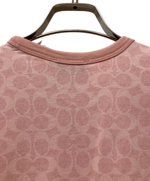 COACH（コーチ）COACH (コーチ) シグネチャー リンガー Tシャツ ピンク サイズ:Mの古着・服飾アイテム