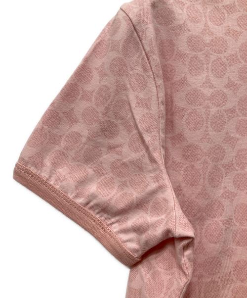 COACH（コーチ）COACH (コーチ) シグネチャー リンガー Tシャツ ピンク サイズ:Mの古着・服飾アイテム