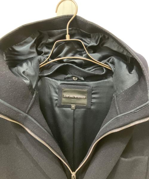 EMPORIO ARMANI（エンポリオ アルマーニ）EMPORIO ARMANI (エンポリオ アルマーニ) ウールダブルフーデッドコート ネイビー サイズ:52の古着・服飾アイテム