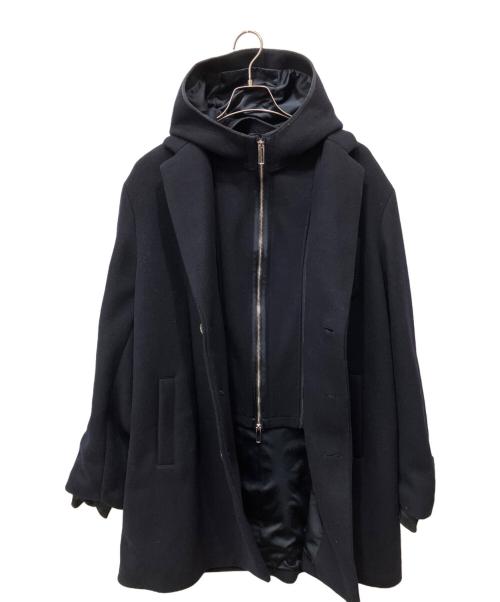 EMPORIO ARMANI（エンポリオ アルマーニ）EMPORIO ARMANI (エンポリオ アルマーニ) ウールダブルフーデッドコート ネイビー サイズ:52の古着・服飾アイテム