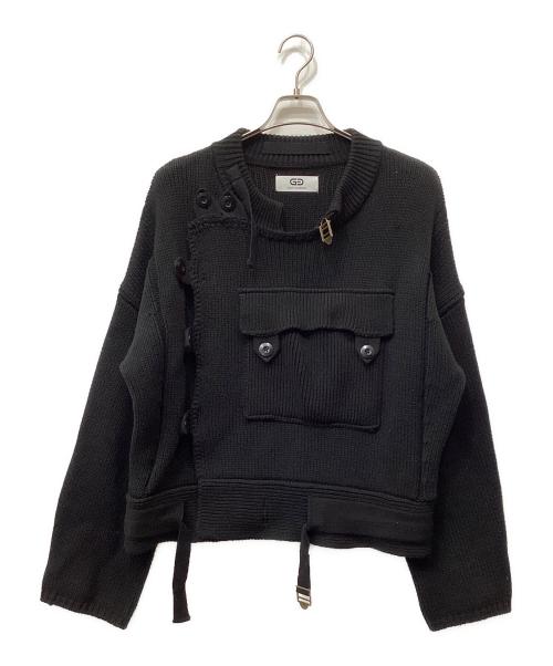 GOAT ESSENCE（ゴートエッセンス）GOAT ESSENCE (ゴートエッセンス) MOTORCYCLE KNIT JACKET ブラック サイズ:Fの古着・服飾アイテム