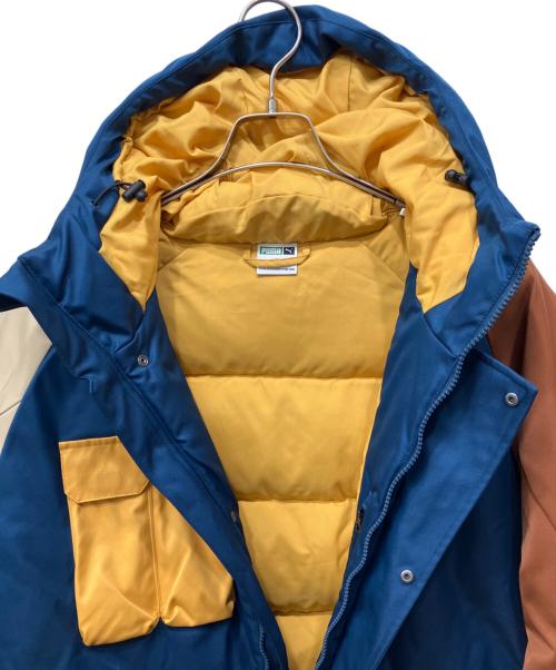 PUMA（プーマ）PUMA (プーマ) レトロブロック ダウンジャケット ブルー×イエロー サイズ:XLの古着・服飾アイテム