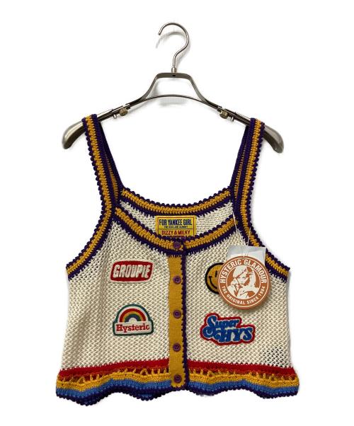 Hysteric Glamour（ヒステリックグラマー）Hysteric Glamour (ヒステリックグラマー) SCRATCHワッペン手編 キャミソール ベージュ サイズ:FREEの古着・服飾アイテム