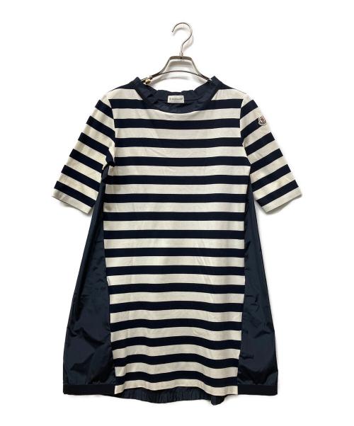 MONCLER（モンクレール）MONCLER (モンクレール) 半袖ワンピース ホワイト×ネイビー サイズ:不明の古着・服飾アイテム