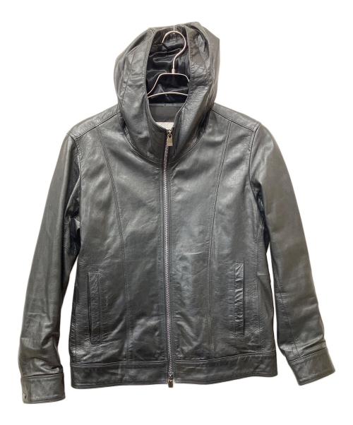 MONSIEUR NICOLE（ムッシュニコル）MONSIEUR NICOLE (ムッシュニコル) シープレザーフーデッドブルゾン ブラック サイズ:44の古着・服飾アイテム