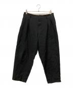 COMME des GARCONS HOMME PLUSコムデギャルソンオムプリュス）の古着「ポリ縮絨タックワイドテーパードパンツ」｜ブラック