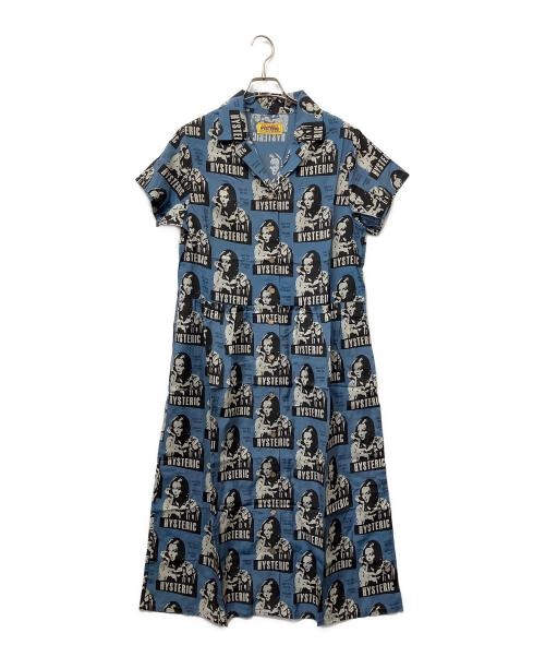 Hysteric Glamour（ヒステリックグラマー）Hysteric Glamour (ヒステリックグラマー) 半袖ワンピース　HYSTERIC FICTION柄 ブルー サイズ:Freeの古着・服飾アイテム