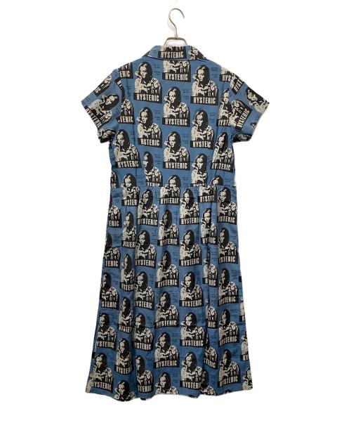 Hysteric Glamour（ヒステリックグラマー）Hysteric Glamour (ヒステリックグラマー) 半袖ワンピース　HYSTERIC FICTION柄 ブルー サイズ:Freeの古着・服飾アイテム
