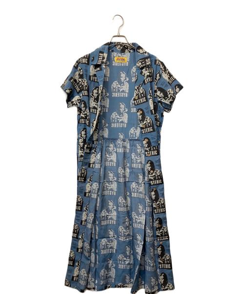 Hysteric Glamour（ヒステリックグラマー）Hysteric Glamour (ヒステリックグラマー) 半袖ワンピース　HYSTERIC FICTION柄 ブルー サイズ:Freeの古着・服飾アイテム